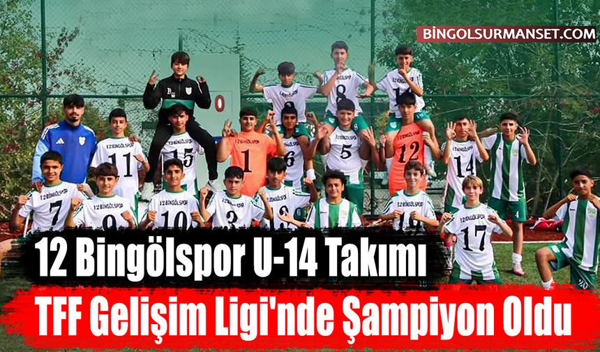 12 Bingölspor U-14 Takımı TFF Gelişim Ligi'nde Şampiyon Oldu