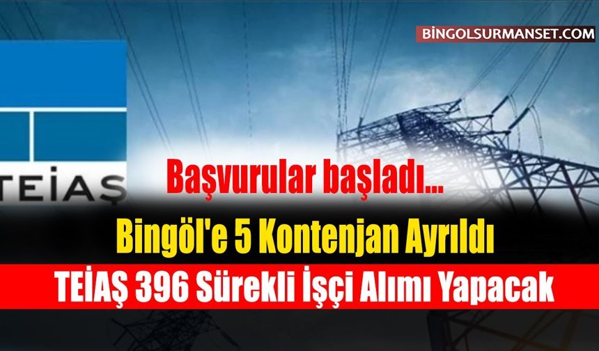 TEİAŞ 396 Sürekli İşçi Alımı Yapacak: Bingöl'e de 5 Kontenjan Ayrıldı