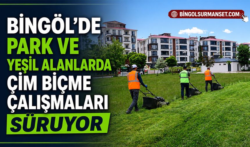 Park ve Yeşil Alanlarda Çim Biçme Çalışmaları Sürüyor