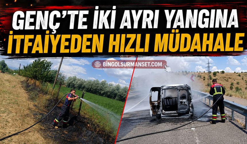 Genç’te İki Ayrı Yangına İtfaiyeden Hızlı Müdahale