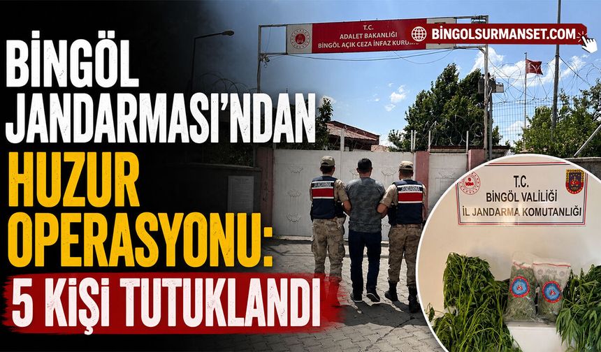 Bingöl Jandarması’ndan Huzur Operasyonu: 5 Kişi Tutuklandı