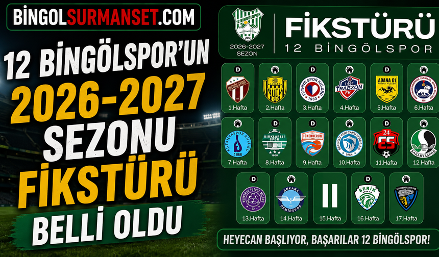 12 Bingölspor’un 2026-2027 Sezonu Fikstürü Belli Oldu