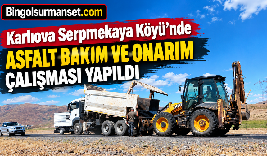 Karlıova Serpmekaya Köyü’nde Asfalt Bakım ve Onarım Çalışması Yapıldı