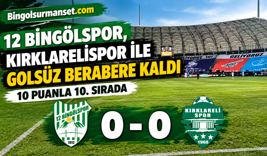 12 Bingölspor, Kırklarelispor ile Golsüz Berabere Kaldı: 10 Puanla 10. Sırada