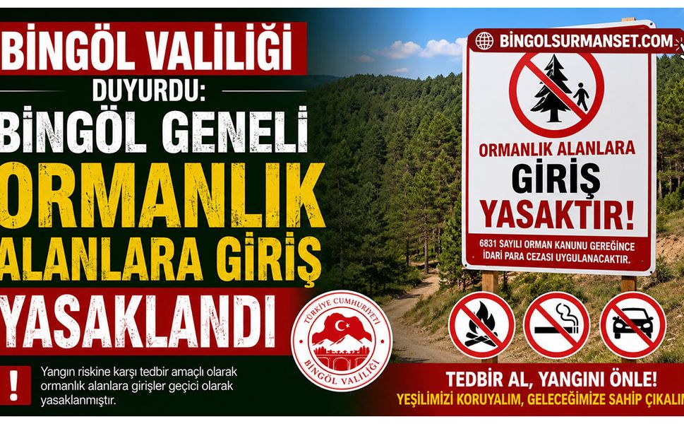 Bingöl Geneli Ormanlık Alanlara Giriş Yasaklandı